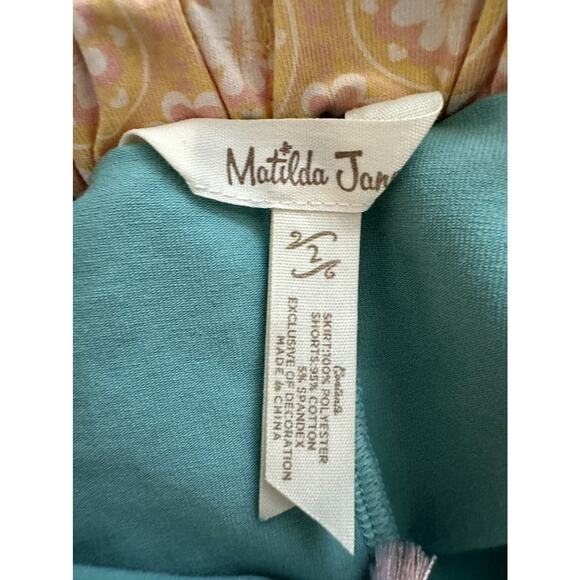 Matilda Jane Just Imagine Misty Layered Tulle Skirt Knit Skort Green Yellow 2 - Picture 4 of 6